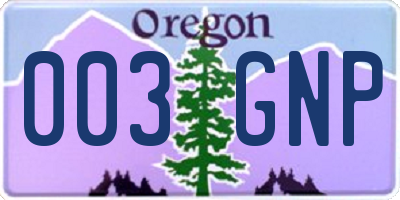 OR license plate 003GNP