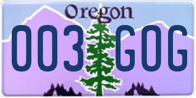 OR license plate 003GOG