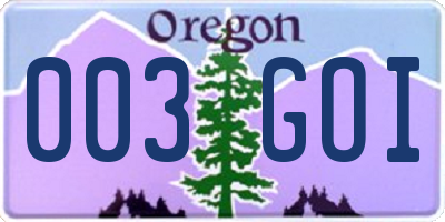 OR license plate 003GOI
