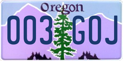 OR license plate 003GOJ