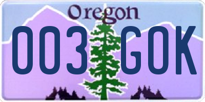 OR license plate 003GOK