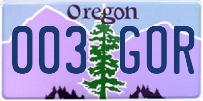 OR license plate 003GOR