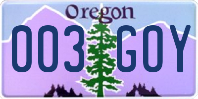 OR license plate 003GOY