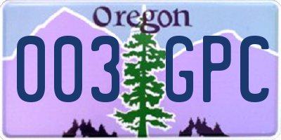 OR license plate 003GPC