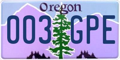 OR license plate 003GPE