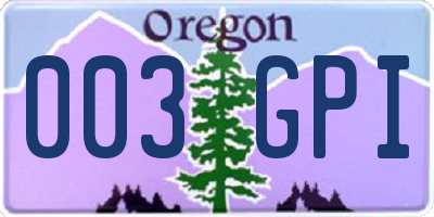 OR license plate 003GPI