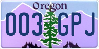 OR license plate 003GPJ