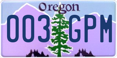 OR license plate 003GPM