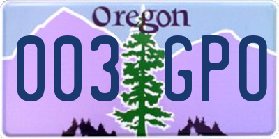 OR license plate 003GPO