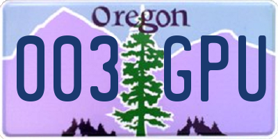 OR license plate 003GPU