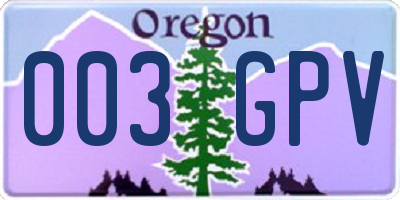 OR license plate 003GPV