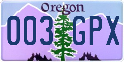 OR license plate 003GPX