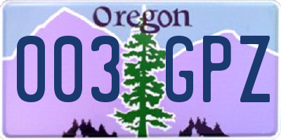 OR license plate 003GPZ