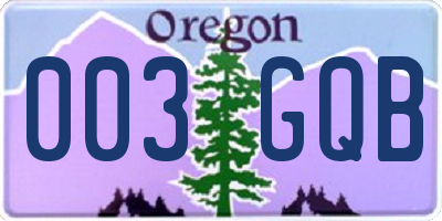OR license plate 003GQB