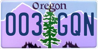 OR license plate 003GQN