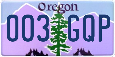 OR license plate 003GQP