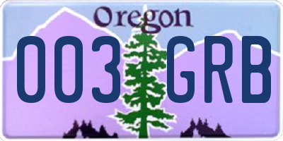 OR license plate 003GRB