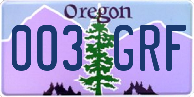 OR license plate 003GRF