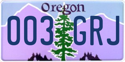 OR license plate 003GRJ