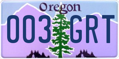 OR license plate 003GRT