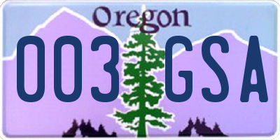 OR license plate 003GSA