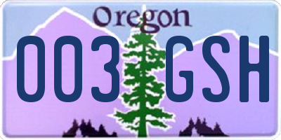OR license plate 003GSH