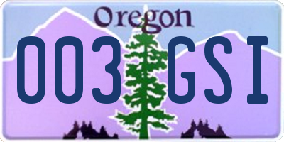 OR license plate 003GSI