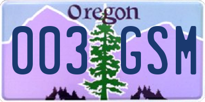 OR license plate 003GSM