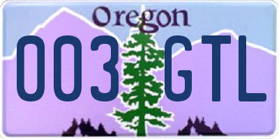 OR license plate 003GTL