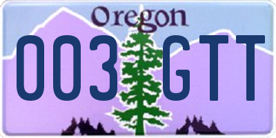 OR license plate 003GTT