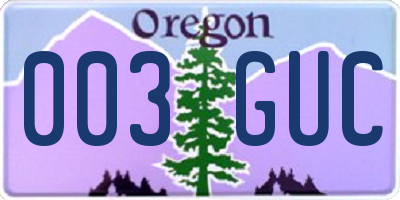 OR license plate 003GUC