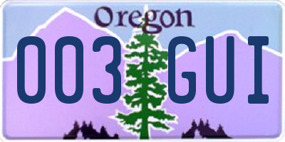 OR license plate 003GUI