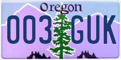 OR license plate 003GUK