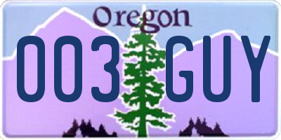 OR license plate 003GUY