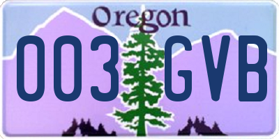 OR license plate 003GVB