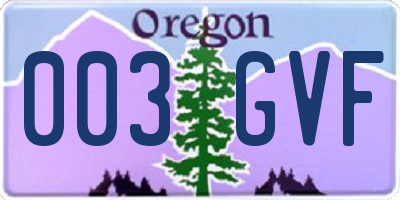 OR license plate 003GVF