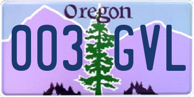 OR license plate 003GVL