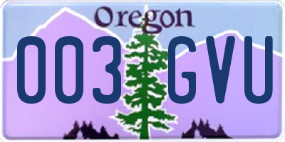 OR license plate 003GVU