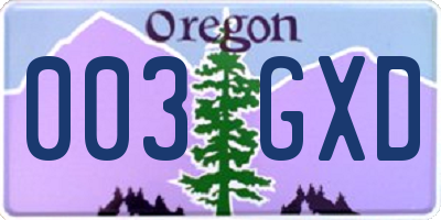 OR license plate 003GXD