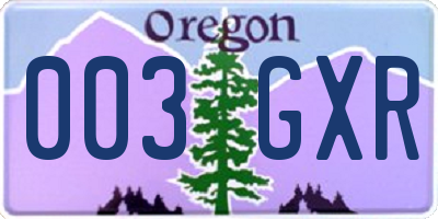 OR license plate 003GXR