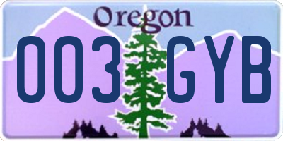 OR license plate 003GYB