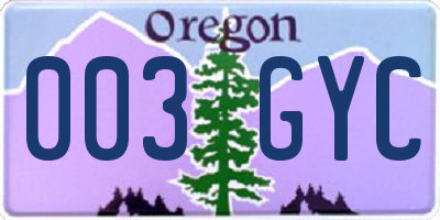 OR license plate 003GYC