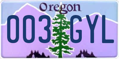 OR license plate 003GYL