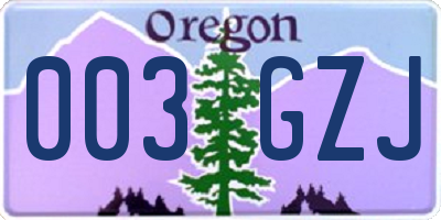 OR license plate 003GZJ