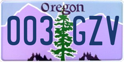 OR license plate 003GZV