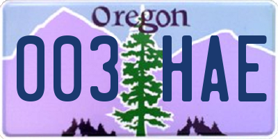 OR license plate 003HAE