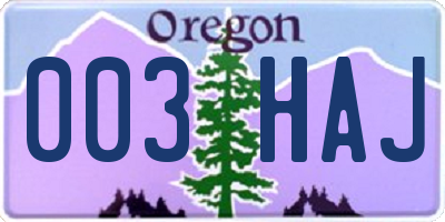 OR license plate 003HAJ