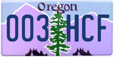 OR license plate 003HCF