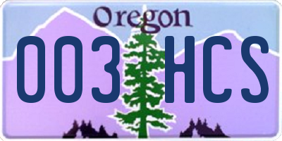 OR license plate 003HCS