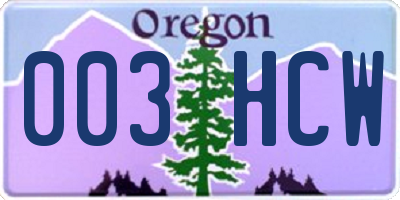 OR license plate 003HCW